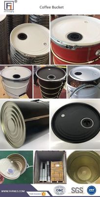 Kahve çekirdekleri için kapağı olan 25 litrelik metal kova