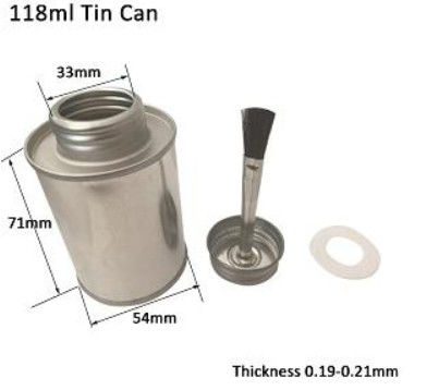 118ML Kimyasal yapıştırıcılar için vida üst kapağı olan metal teneke kaplar