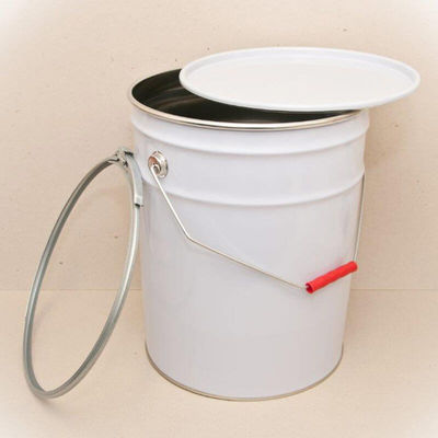 Yuvarlak teneke metal boya kovası 6 gallon Klavye kilitli yüzük kapağı ve metal kolu ile
